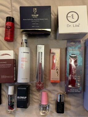 Tulip & Dr. Liia Skincare and Lip Gloss Bundle - Red, Pink, White